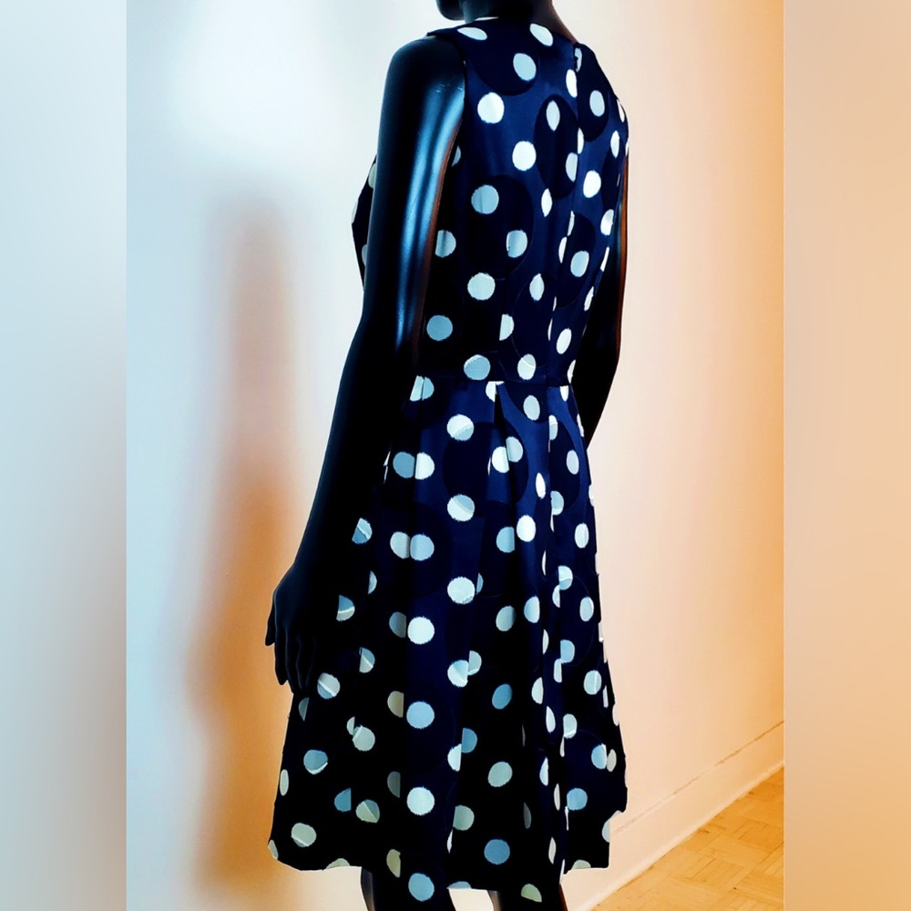 Vince Camuto Navy Blue and White Polka Dot Sleeveless Dress US 2 New - Picture 7 of 12